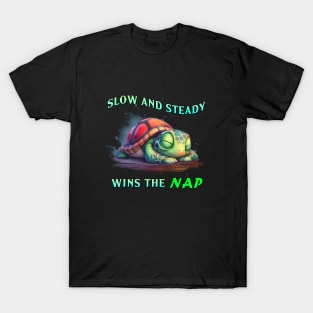 Turtle "Slow and Steady Wins The NAP" T-Shirt | Funny Painted Box Turtle Shirt | Perfect Cute Vacation tshirt | Best Lazy Animal Lover Gift T-Shirt